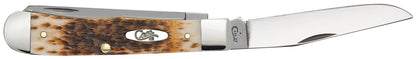 Case Knives Peach Seed Jig Amber Bone Carbon Steel Trapper Knife