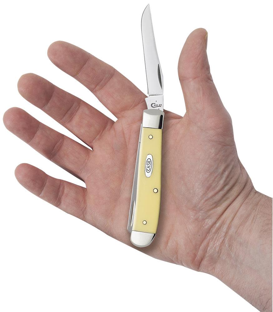 Case Knives Yellow Synthetic Carbon Steel Mini Trapper Knife