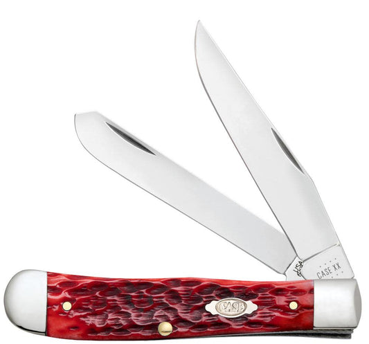 Case Knives Peach Seed Jig Dark Red Bone CS Trapper Knife