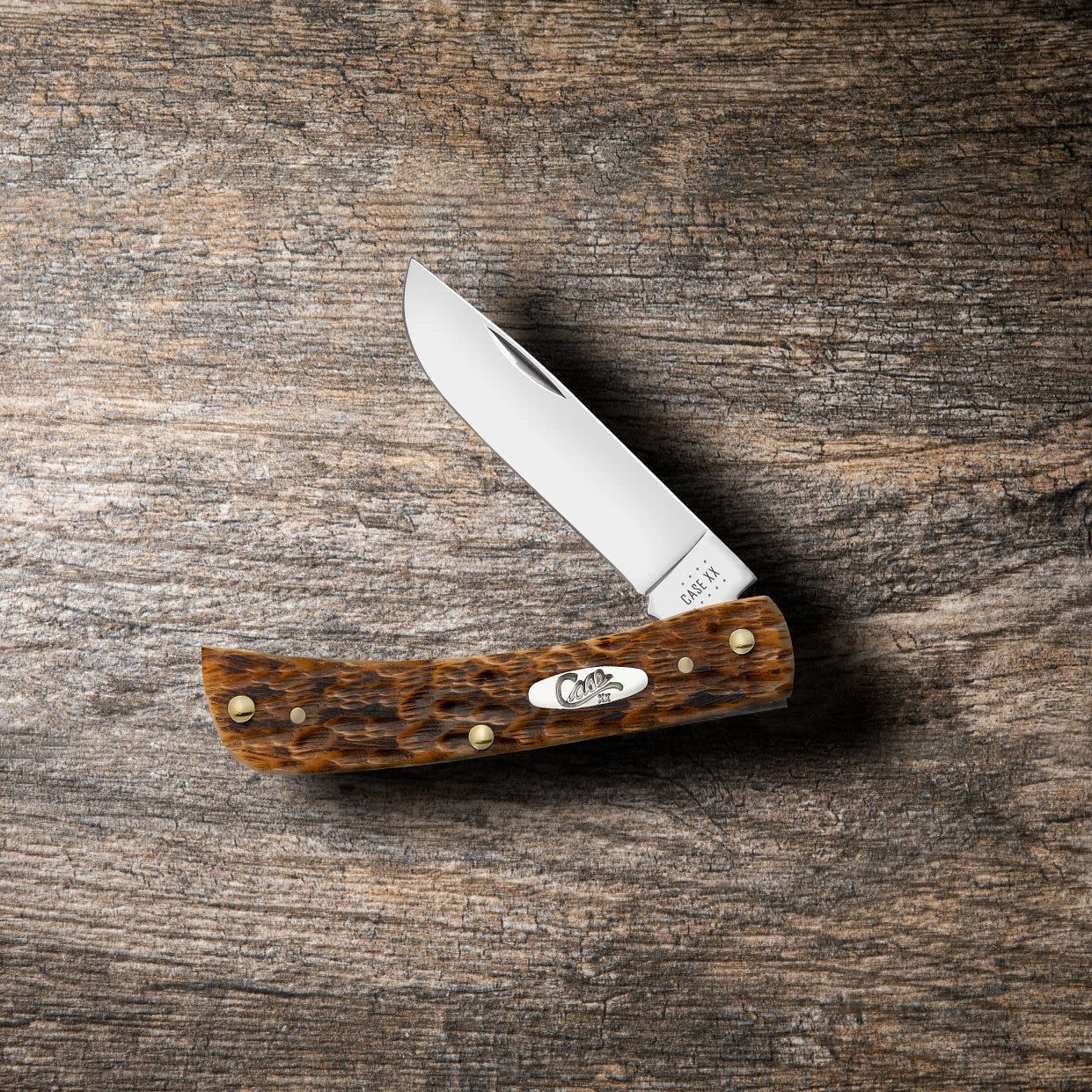 Case Knives Peach Seed Jig Amber Bone Sod Buster® Jr Knife