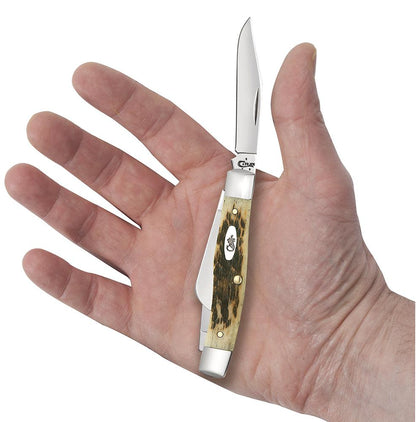 Case Knives Peach Seed Jig Amber Bone CS Medium Stockman Knife