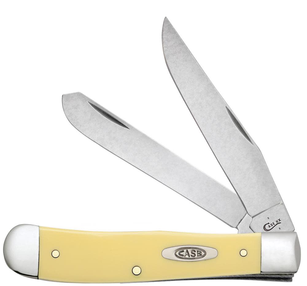 Case Knives Yellow Synthetic Carbon Steel Trapper Knife w/ Clip