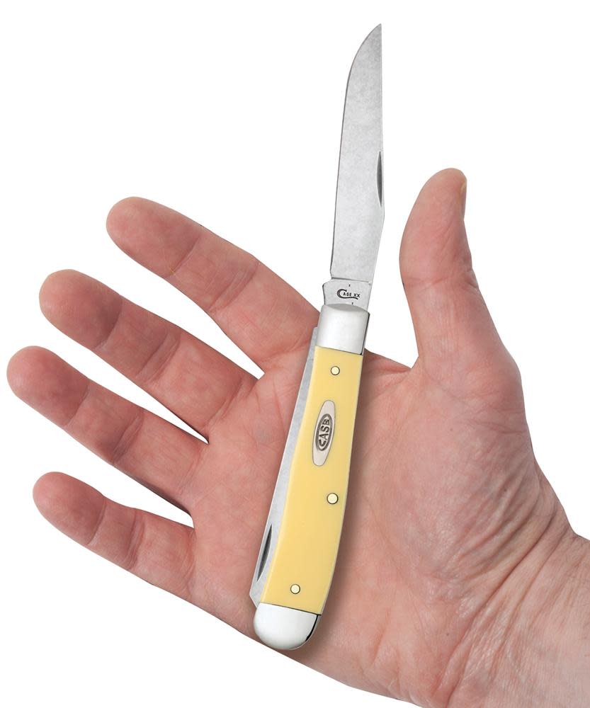 Case Knives Yellow Synthetic Carbon Steel Trapper Knife w/ Clip