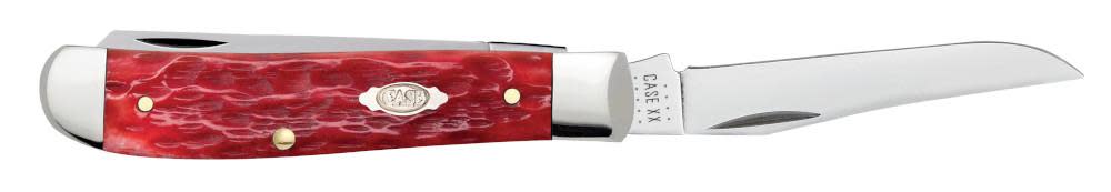 Case Knives Peach Seed Jig Dark Red Bone Mini Trapper Knife