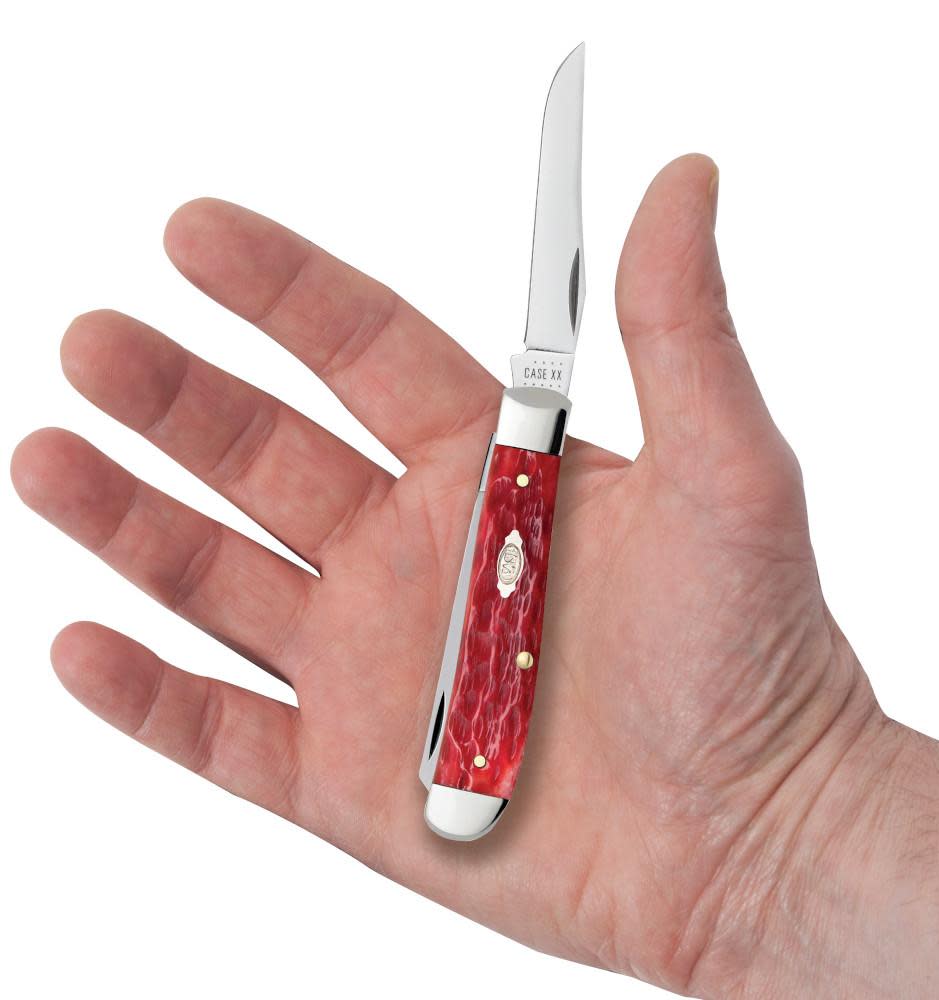 Case Knives Peach Seed Jig Dark Red Bone Mini Trapper Knife