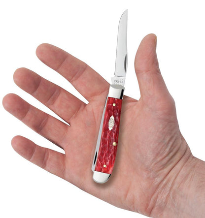 Case Knives Peach Seed Jig Dark Red Bone Mini Trapper Knife