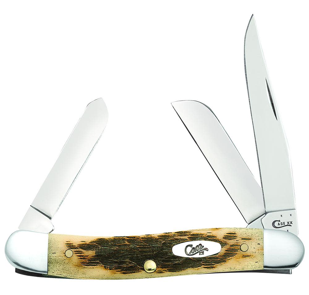 Case Knives Peach Seed Jig Amber Bone CS Medium Stockman Knife