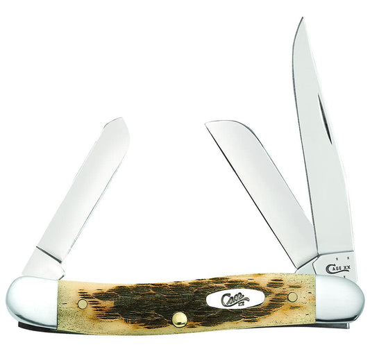 Case Knives Peach Seed Jig Amber Bone CS Medium Stockman Knife