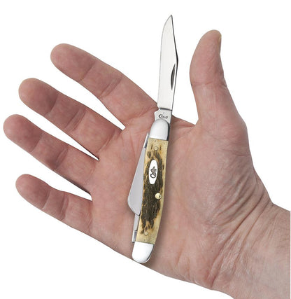 Case Knives Peach Seed Jig Amber Bone CS Medium Stockman Knife