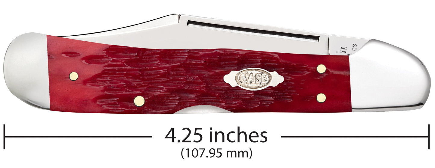 Case Knives Peach Seed Jig Dark Red Bone CS CopperLock® Knife