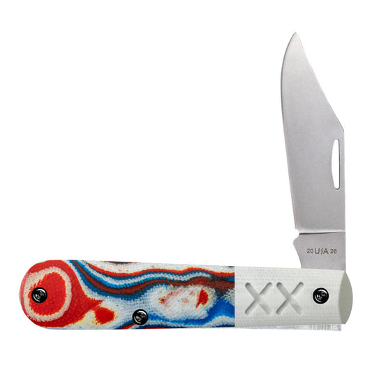 Case Knives Crossroads™ Smooth Red/White/Blue Burl G-10 w/ White G-10 Barlow