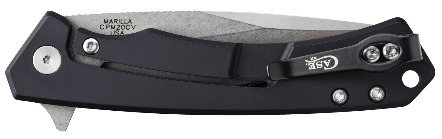 Case Knives Black Anodized Aluminum G-10 Marilla® Knife with CPM20-CV Blade