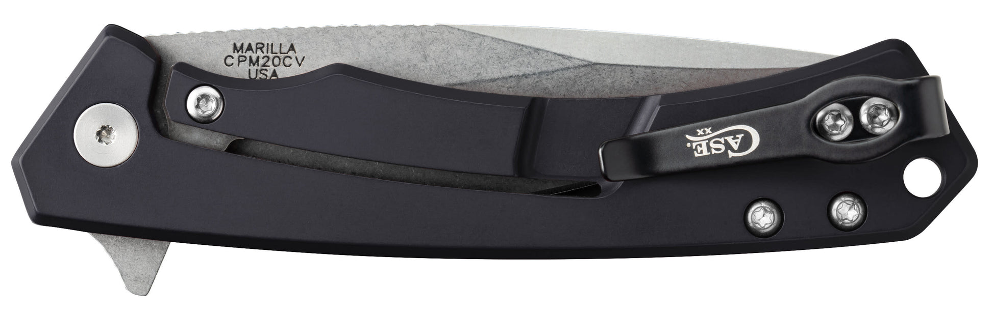 Case Knives Black Anodized Aluminum G-10 Marilla® Knife with CPM20-CV Blade