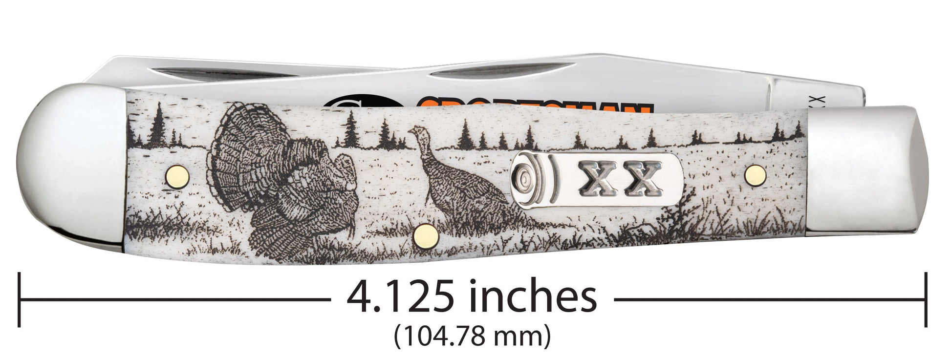 Case Knives Sportsman Series Turkey Embellished Smooth Natural Bone Trapper Knife