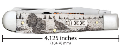 Case Knives Sportsman Series Turkey Embellished Smooth Natural Bone Trapper Knife