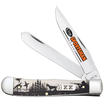 Case Knives Sportsman Series Hunter Embellished Smooth Natural Bone Trapper Knife
