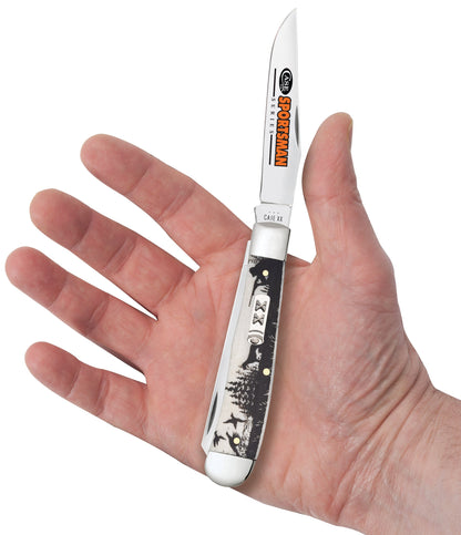 Case Knives Sportsman Series Hunter Embellished Smooth Natural Bone Trapper Knife
