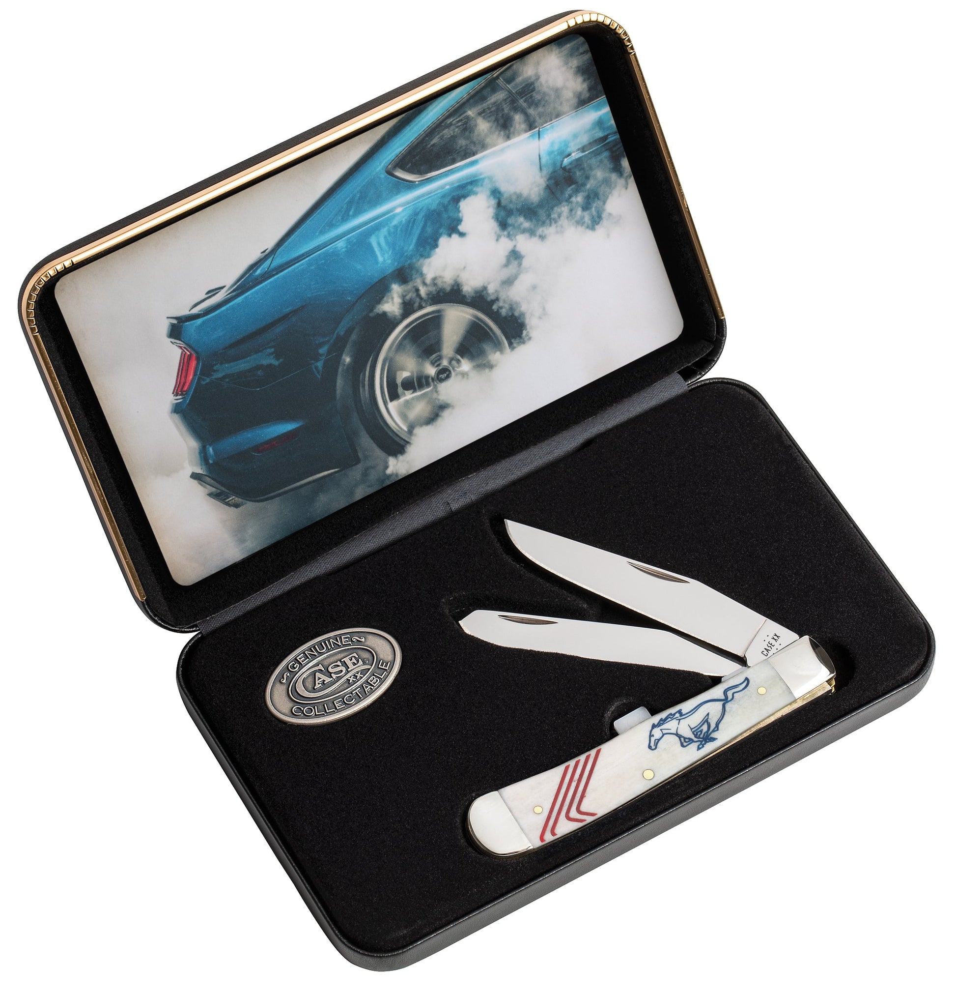 Case Knives Ford Mustang Trapper Gift Set Embellished Smooth Natural Bone
