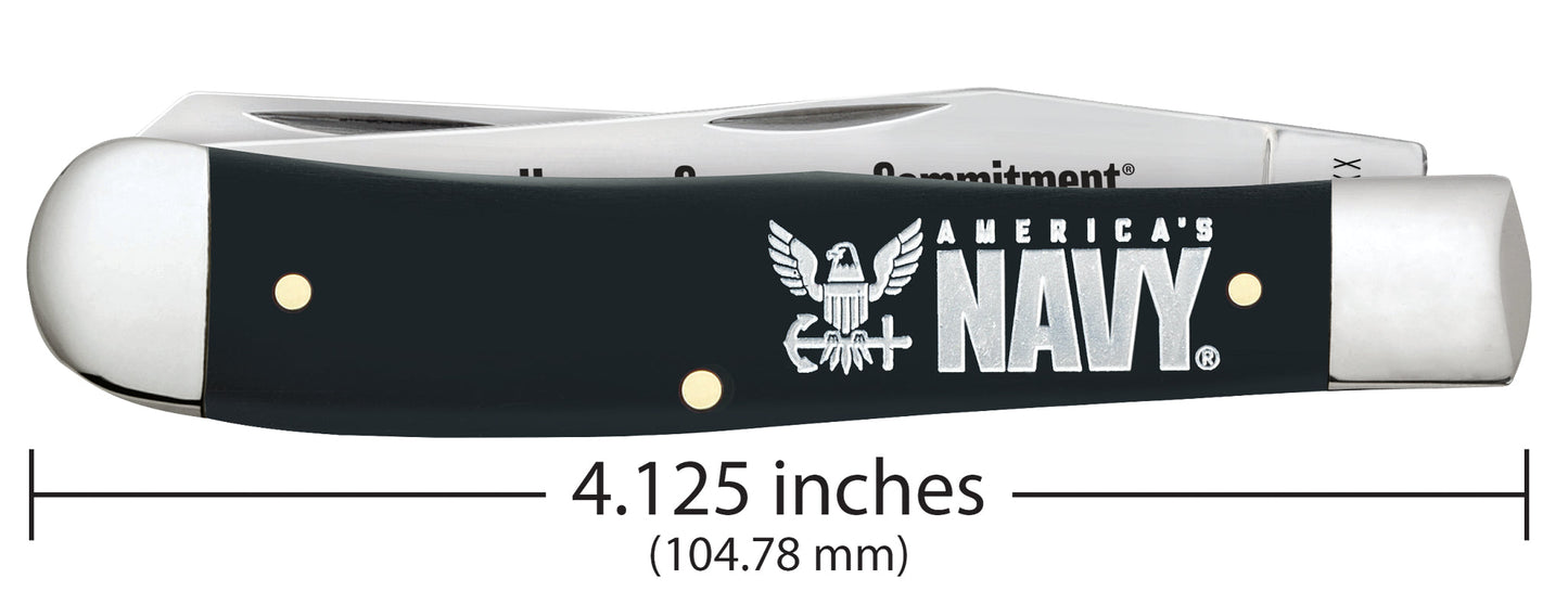 Case Knives US Navy® Embellished Smooth Black Synthetic Trapper Gift Set