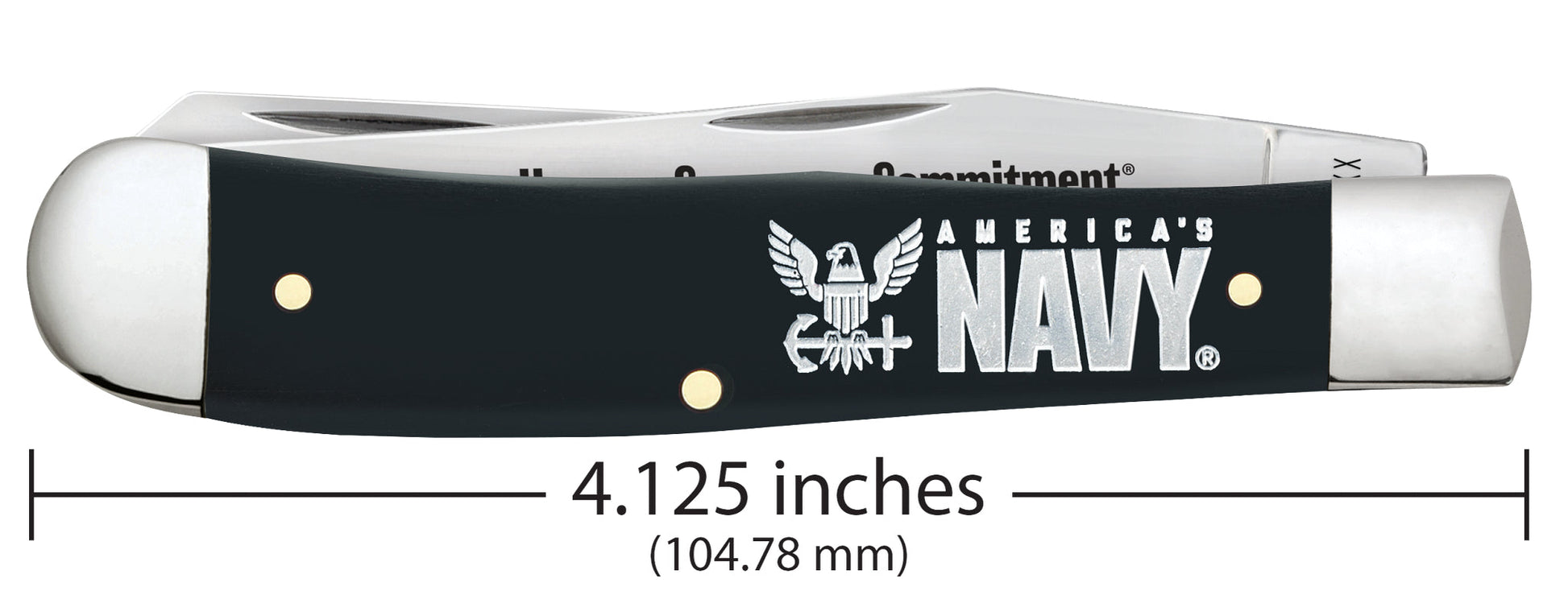 Case Knives US Navy® Embellished Smooth Black Synthetic Trapper Gift Set