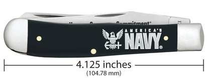 Case Knives US Navy® Embellished Smooth Black Synthetic Trapper Gift Set