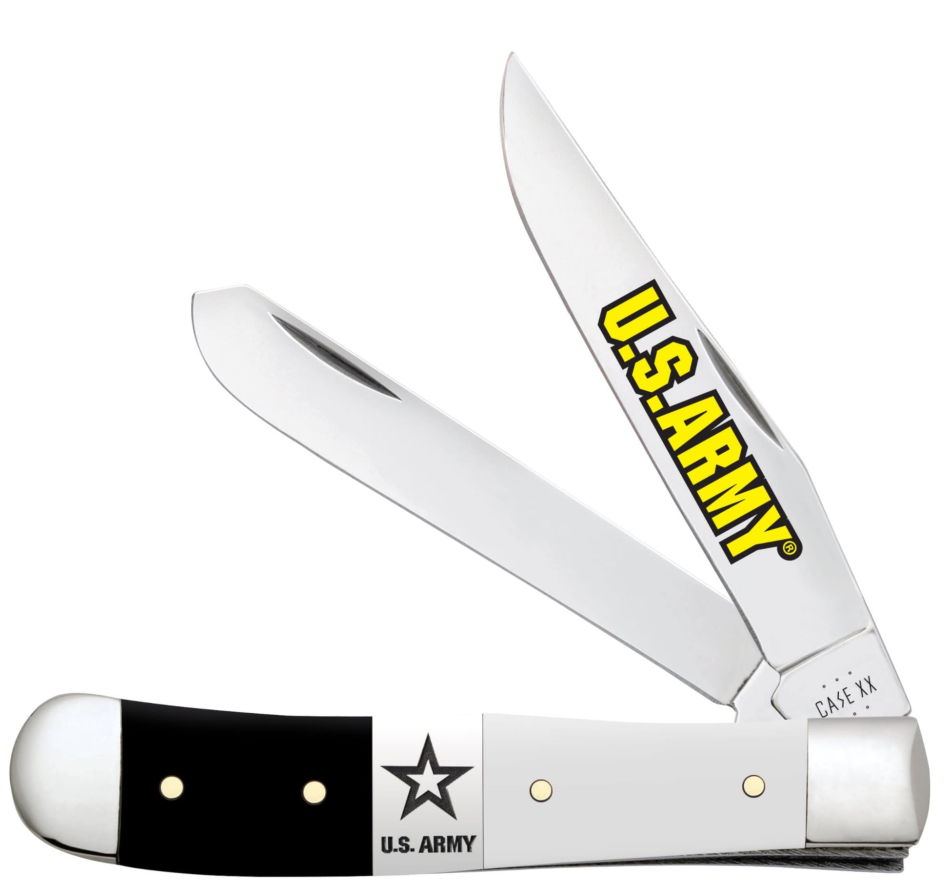 Case Knives U.S. Army Smooth Black/White Synthetic Trapper Gift Set