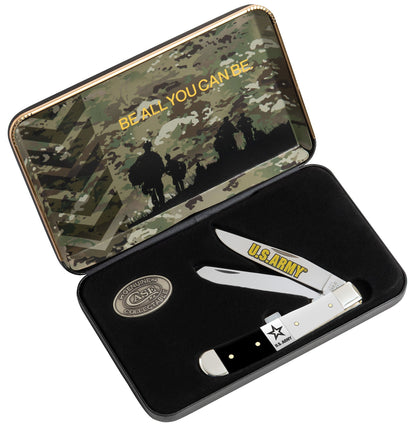 Case Knives U.S. Army Smooth Black/White Synthetic Trapper Gift Set