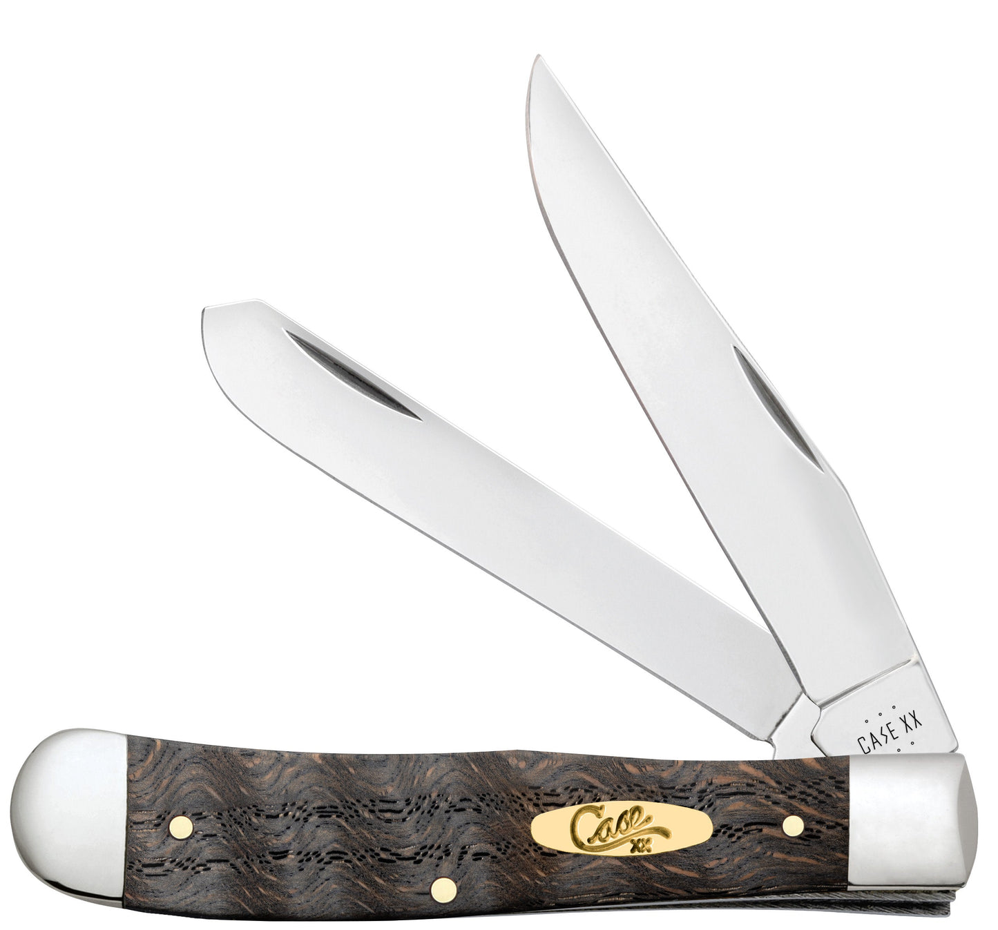 Case Knives Smooth Black Curly Oak Wood Trapper Knife