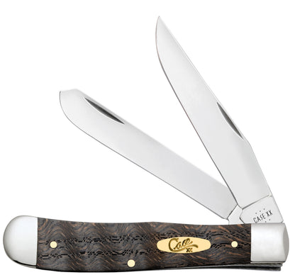 Case Knives Smooth Black Curly Oak Wood Trapper Knife