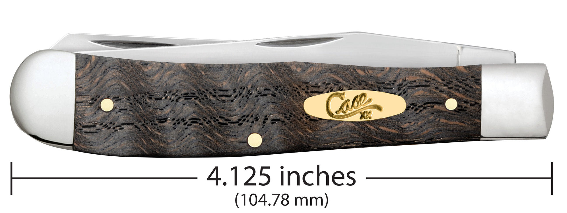 Case Knives Smooth Black Curly Oak Wood Trapper Knife
