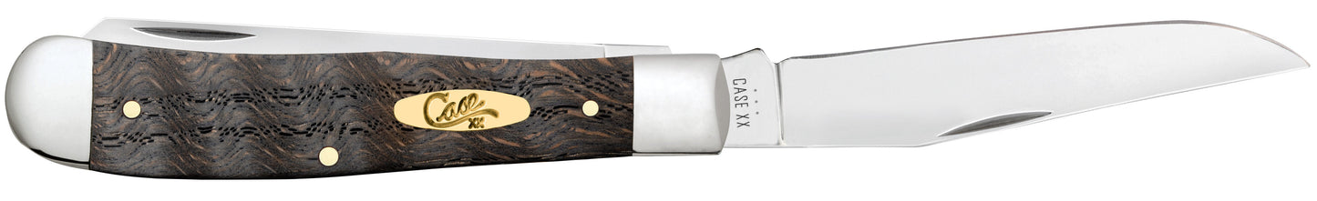 Case Knives Smooth Black Curly Oak Wood Trapper Knife