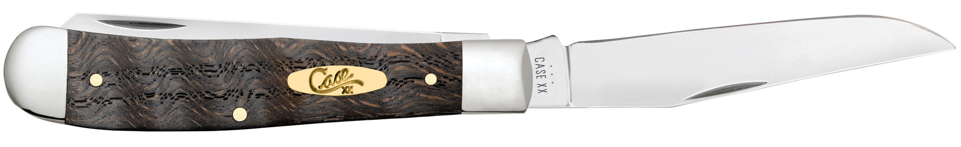 Case Knives Smooth Black Curly Oak Wood Trapper Knife
