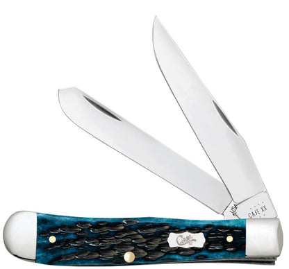Case Knives Pocket Worn® Peach Seed Jig Mediterranean Blue Bone Trapper Knife