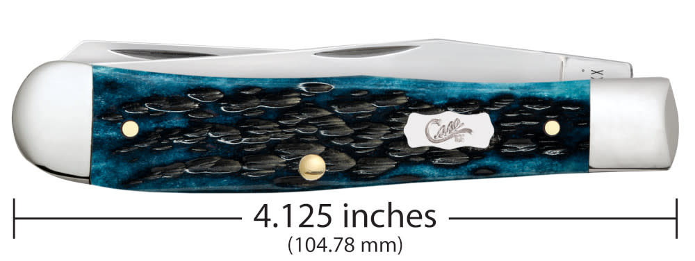 Case Knives Pocket Worn® Peach Seed Jig Mediterranean Blue Bone Trapper Knife