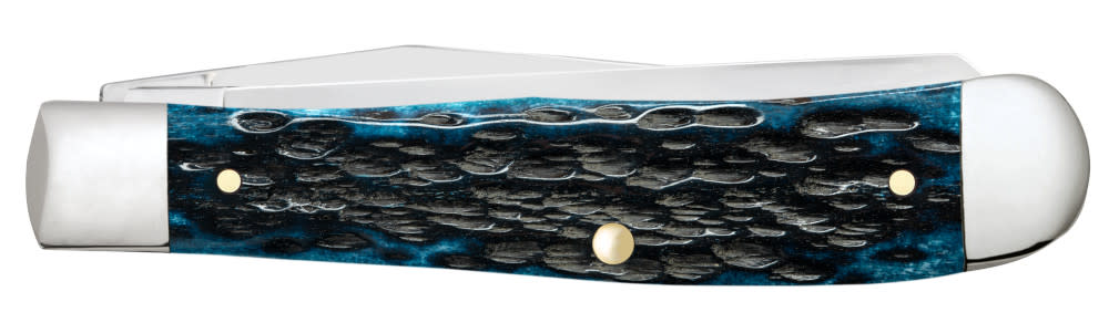 Case Knives Pocket Worn® Peach Seed Jig Mediterranean Blue Bone Trapper Knife
