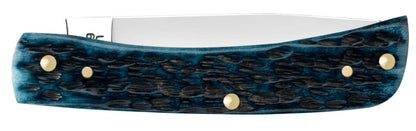 Case Knives Pocket Worn® Peach Seed Jig Mediterranean Blue Bone Sod Buster® Jr Knife