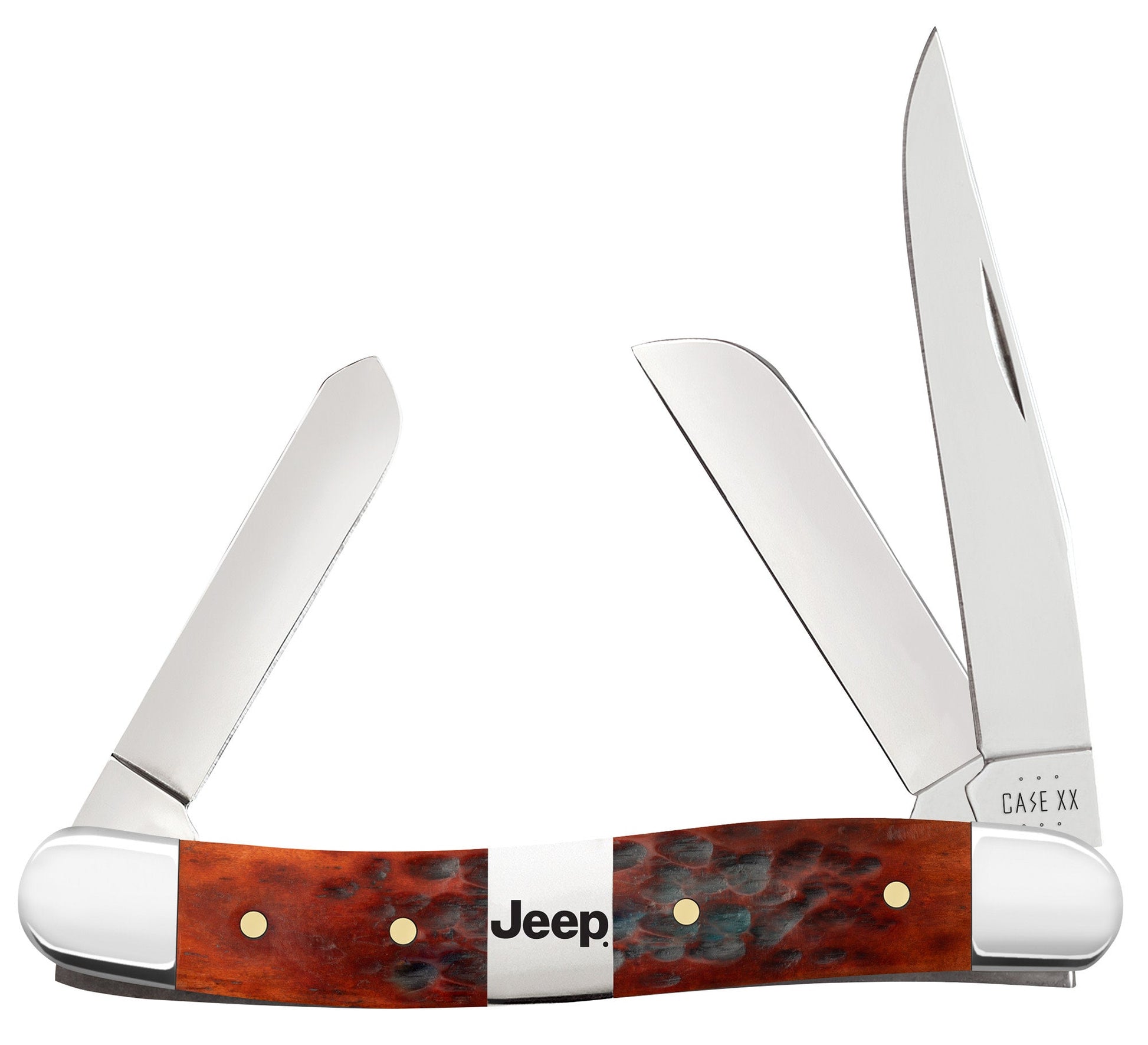 Case Knives Jeep® Medium Stockman Gift Set - Peach Seed Jig Chestnut Bone w/ Embellished Center Bolster