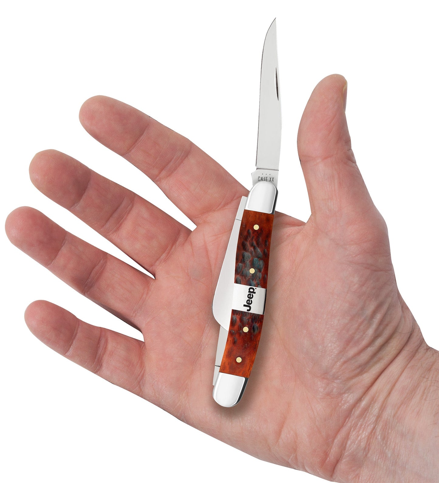 Case Knives Jeep® Medium Stockman Gift Set - Peach Seed Jig Chestnut Bone w/ Embellished Center Bolster