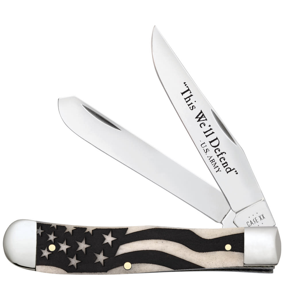 Case Knives U.S. Army Embellished Smooth Natural Bone Trapper