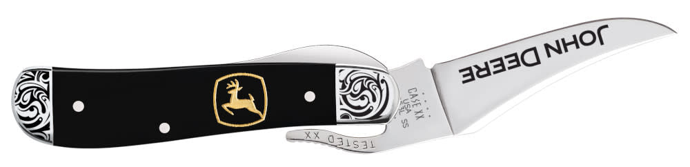 Case Knives John Deere Embellished Smooth Black Synthetic RussLock® with Embellished Bolsters