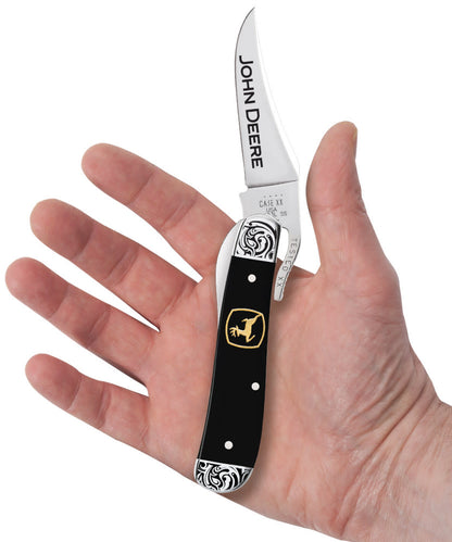 Case Knives John Deere Embellished Smooth Black Synthetic RussLock® with Embellished Bolsters