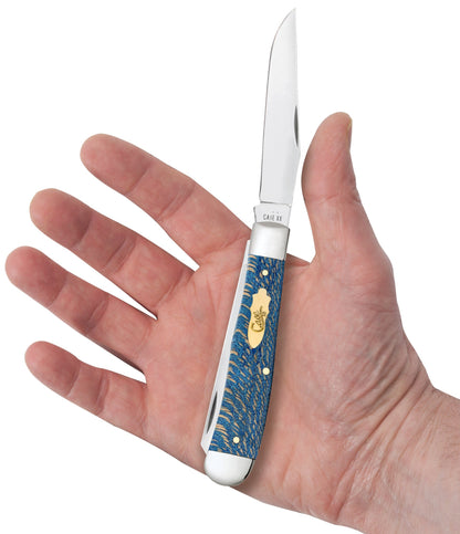Case Knives Smooth Blue Sycamore Wood Trapper