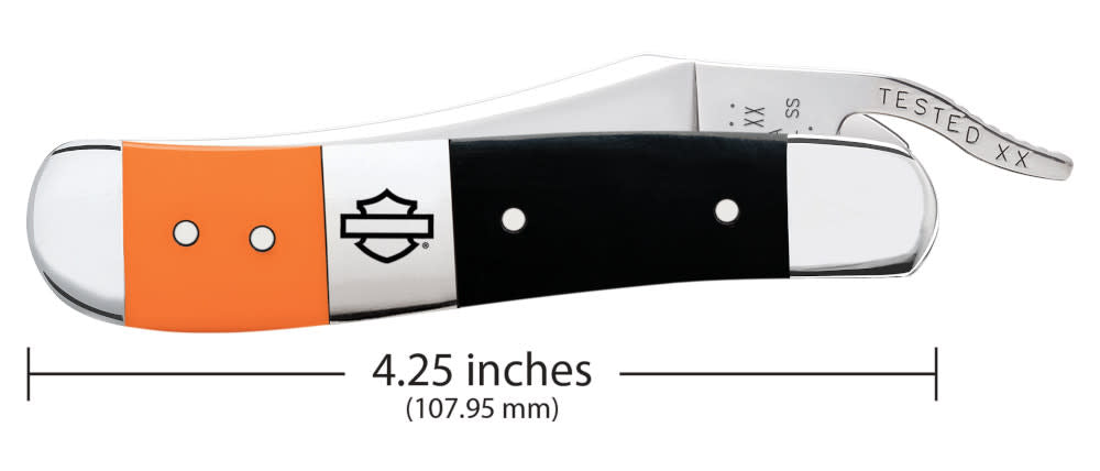Case Knives Harley-Davidson® Gift Set Embellished Smooth Orange & Black Synthetic RussLock® in Wooden Puzzle Box