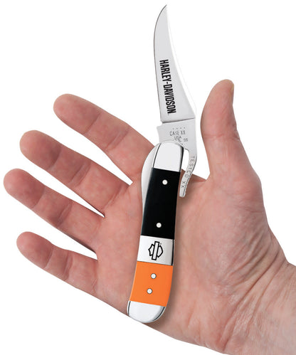 Case Knives Harley-Davidson® Gift Set Embellished Smooth Orange & Black Synthetic RussLock® in Wooden Puzzle Box