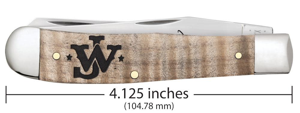 Case Knives John Wayne Smooth Natural Curly Maple Wood Trapper Knife