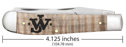 Case Knives John Wayne Smooth Natural Curly Maple Wood Trapper Knife