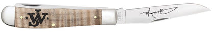 Case Knives John Wayne Smooth Natural Curly Maple Wood Trapper Knife