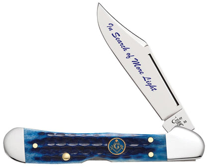 Case Knives Masonic Gift Tin Corn Cob Jig Blue Bone Mini CopperLock Knife