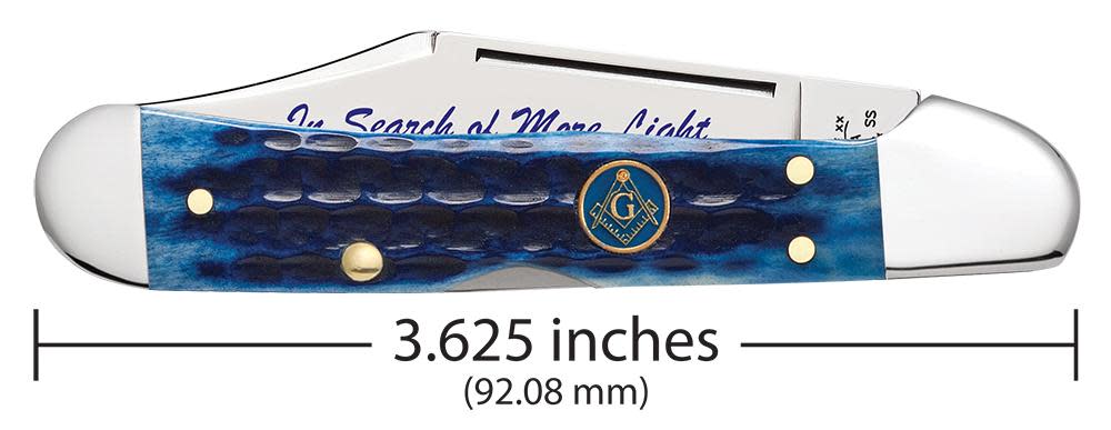 Case Knives Masonic Gift Tin Corn Cob Jig Blue Bone Mini CopperLock Knife