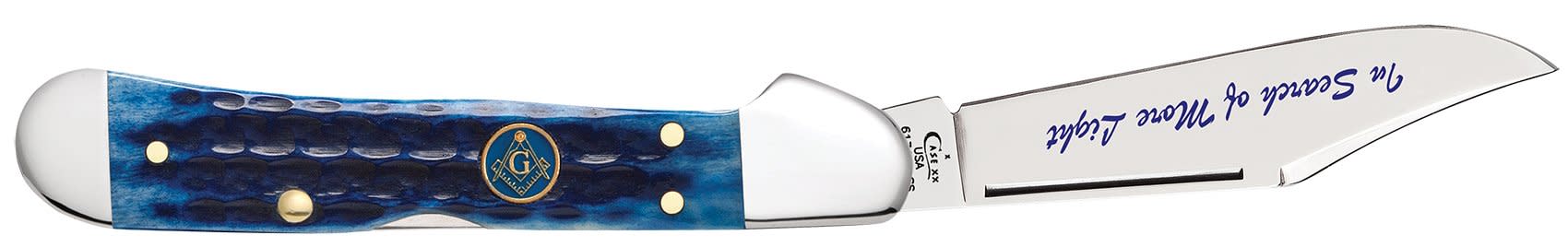 Case Knives Masonic Gift Tin Corn Cob Jig Blue Bone Mini CopperLock Knife